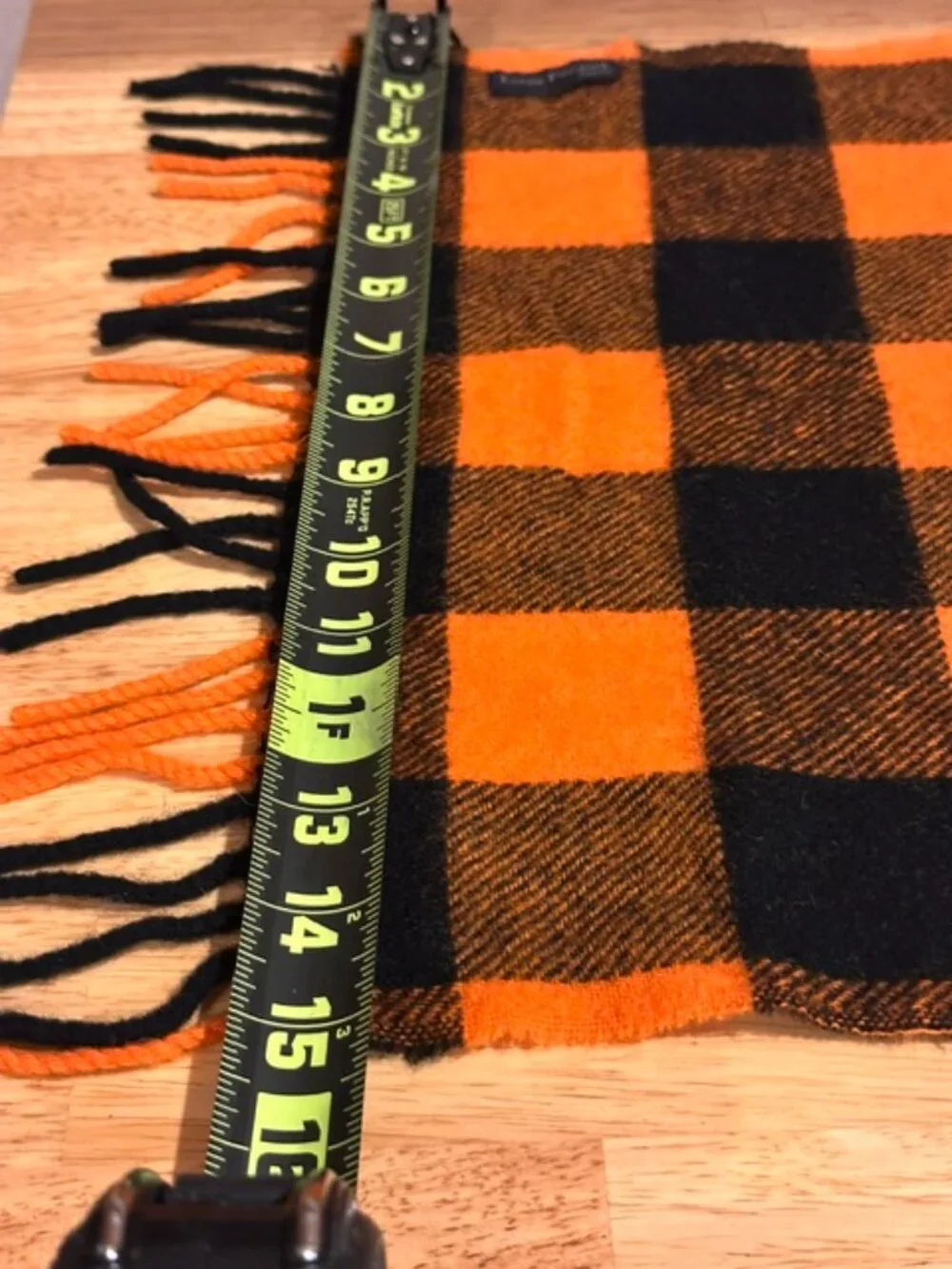 Louis Feroud | Vintage French Wool Scarf Orange & Black Plaid